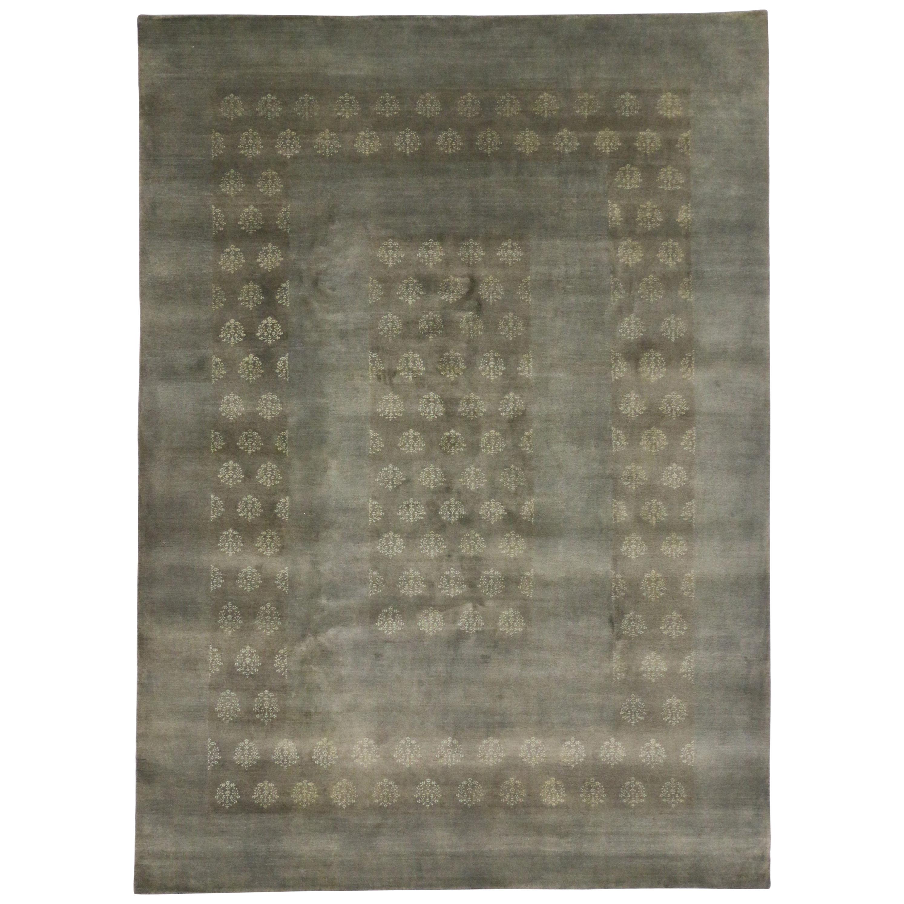 Tapis indien neuf avec style transitionnel moderne