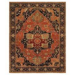 New Indian Serapi-Style Medallion Rug, Hand-Knotted Wool, 8'x10'