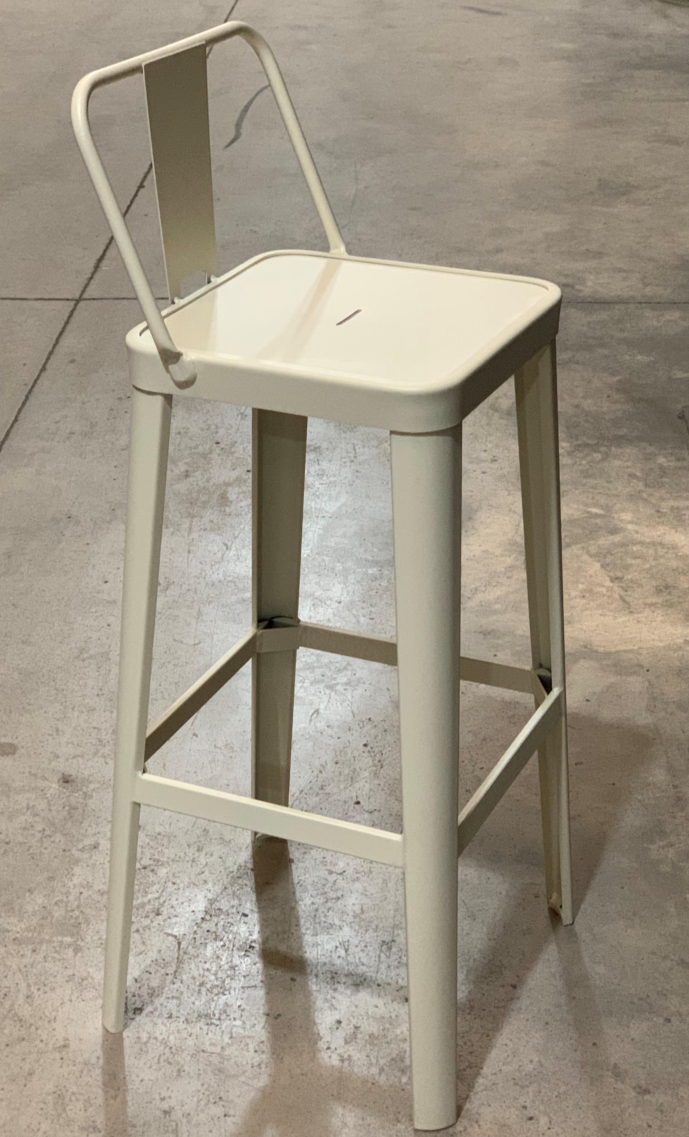 New Industrial Wrought Iron Shop Stool with Metal Seat For Sale 3