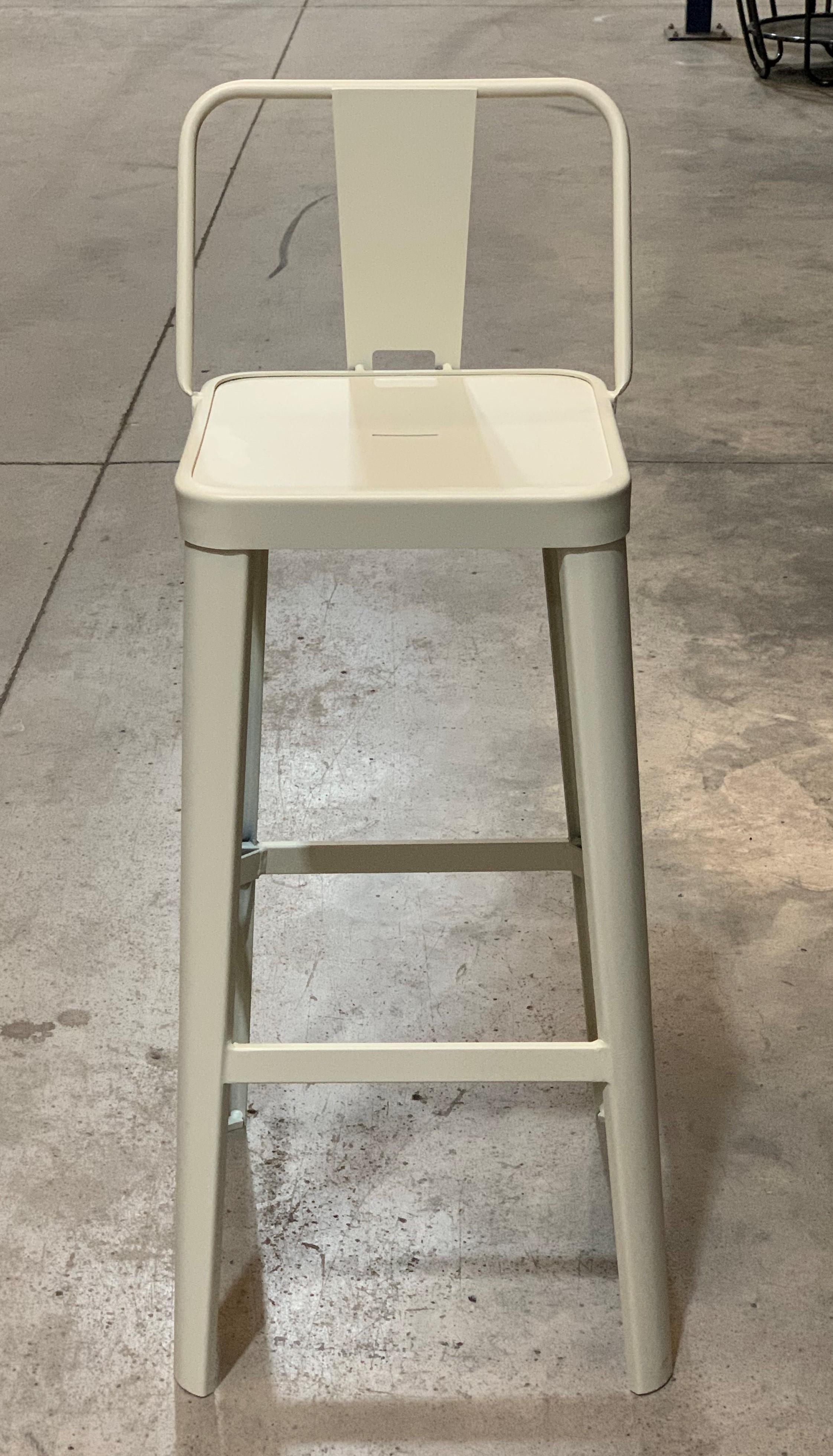 New Industrial Wrought Iron Shop Stool with Metal Seat For Sale 4