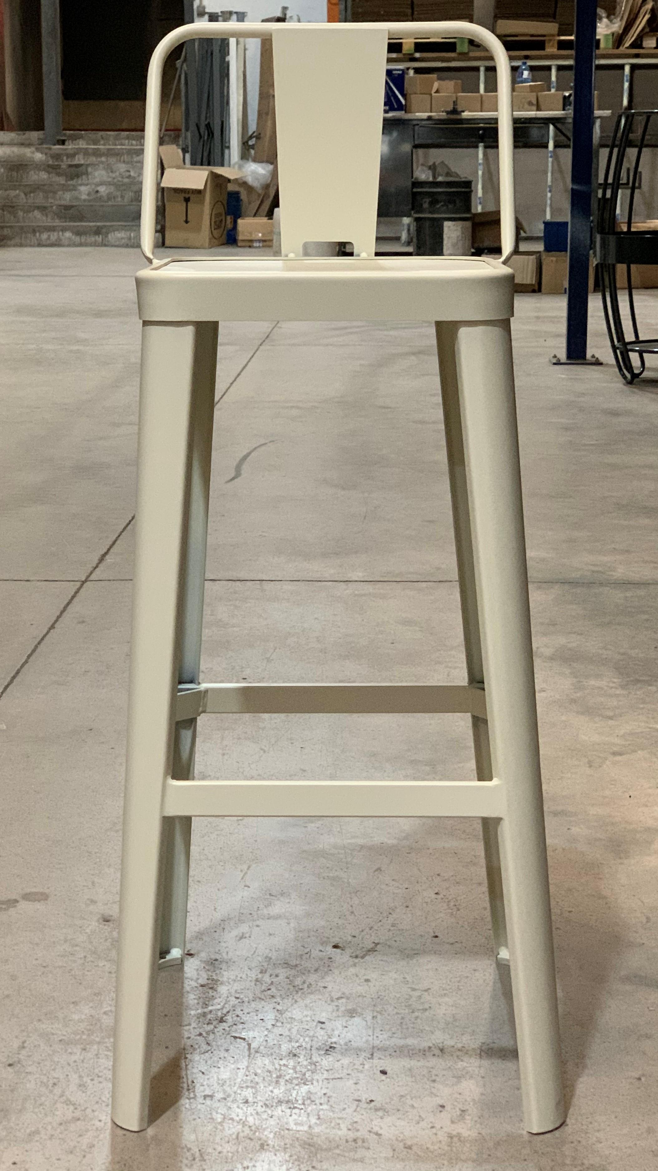 New Industrial Wrought Iron Shop Stool with Metal Seat For Sale 5