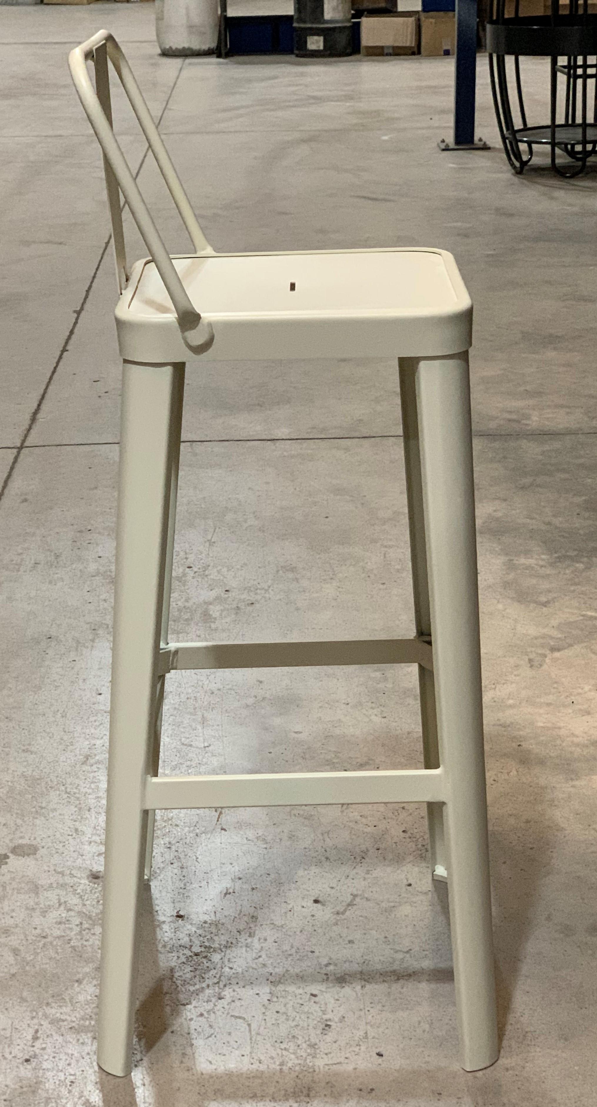New Industrial Wrought Iron Shop Stool with Metal Seat For Sale 7