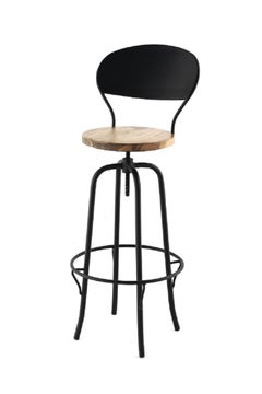 New Industrial Wrought Iron Shop Stool with Metal Seat