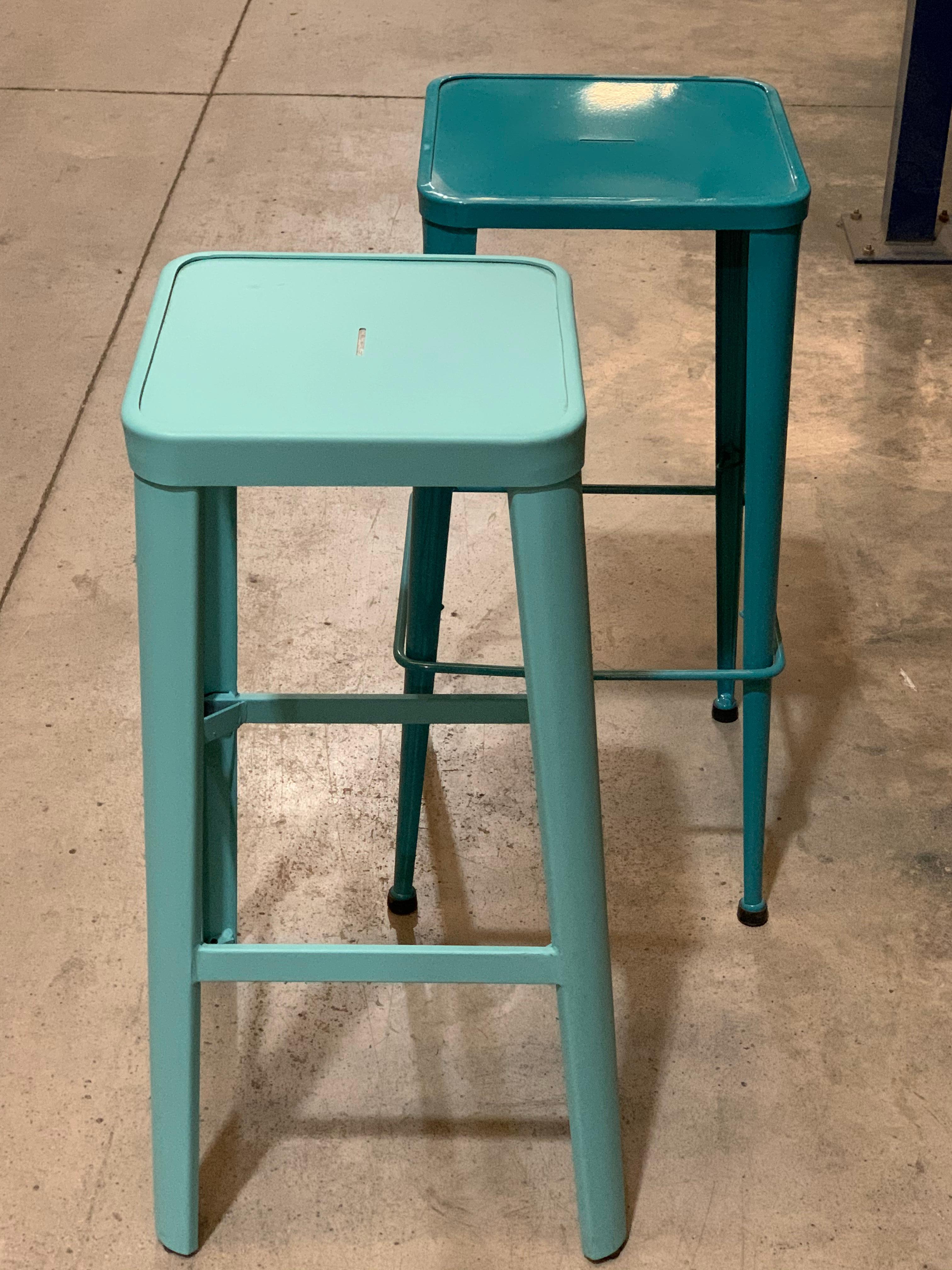 Industrial, counter height, shop stool features a wrought iron frame and seat.
You can customize the measurements, colors and the seat (wood or iron).
 
