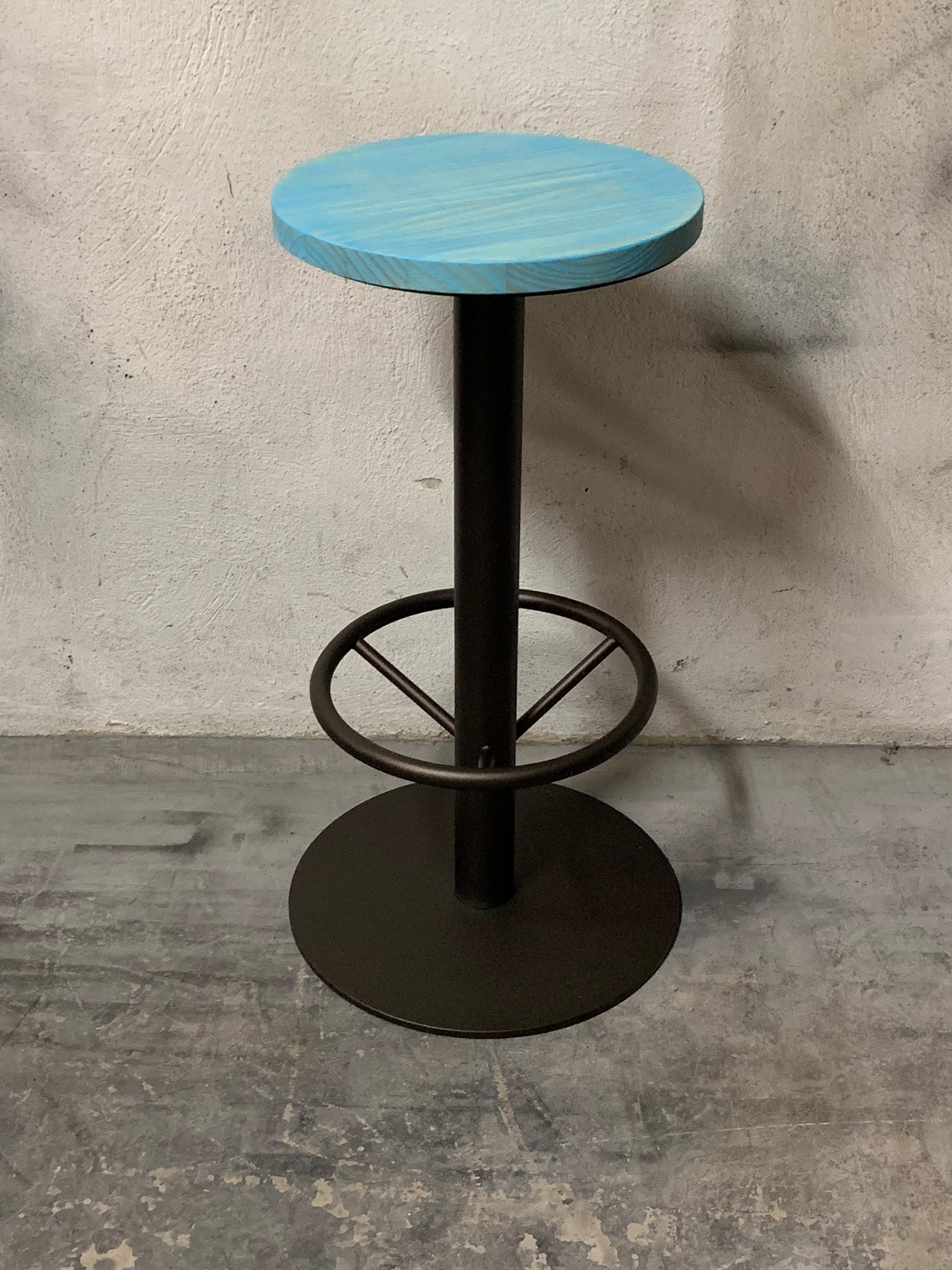 taburete hierro y madera
