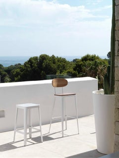 New Industrial Wrought Iron Shop Stool with Wooden Seat and Back