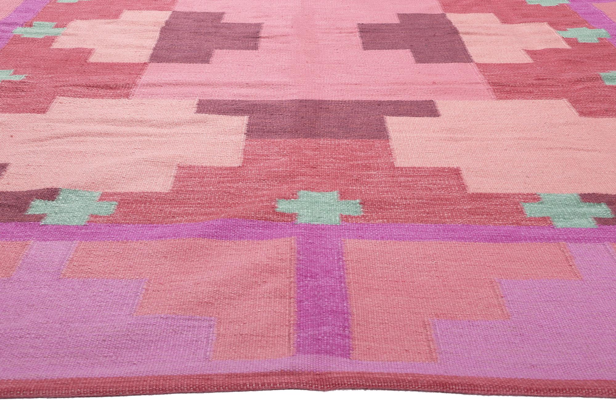 Indien Nouveau tapis Kilim d'inspiration suédoise Ingegerd Silow avec design Storsjön en vente