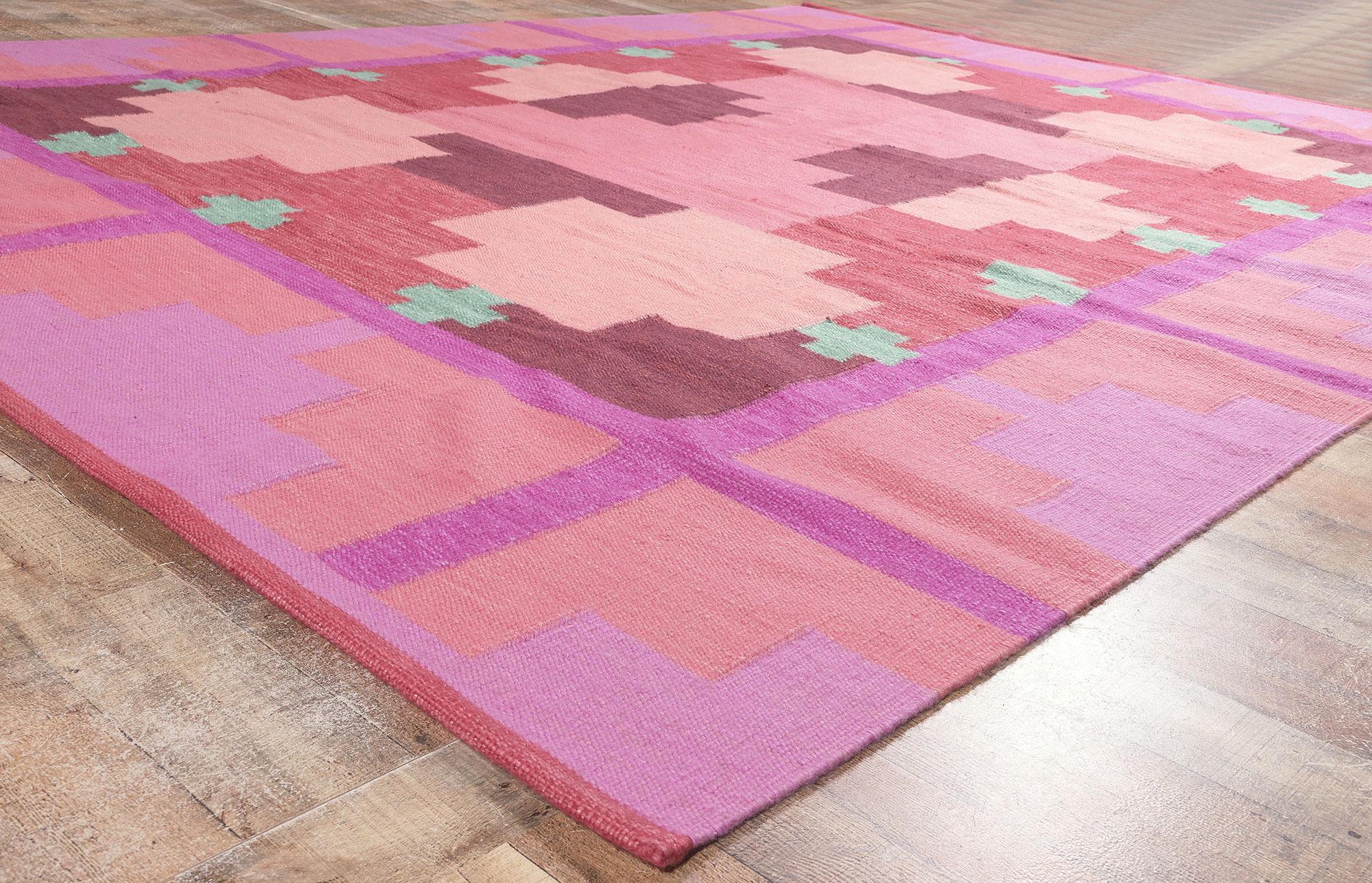 XXIe siècle et contemporain Nouveau tapis Kilim d'inspiration suédoise Ingegerd Silow avec design Storsjön en vente
