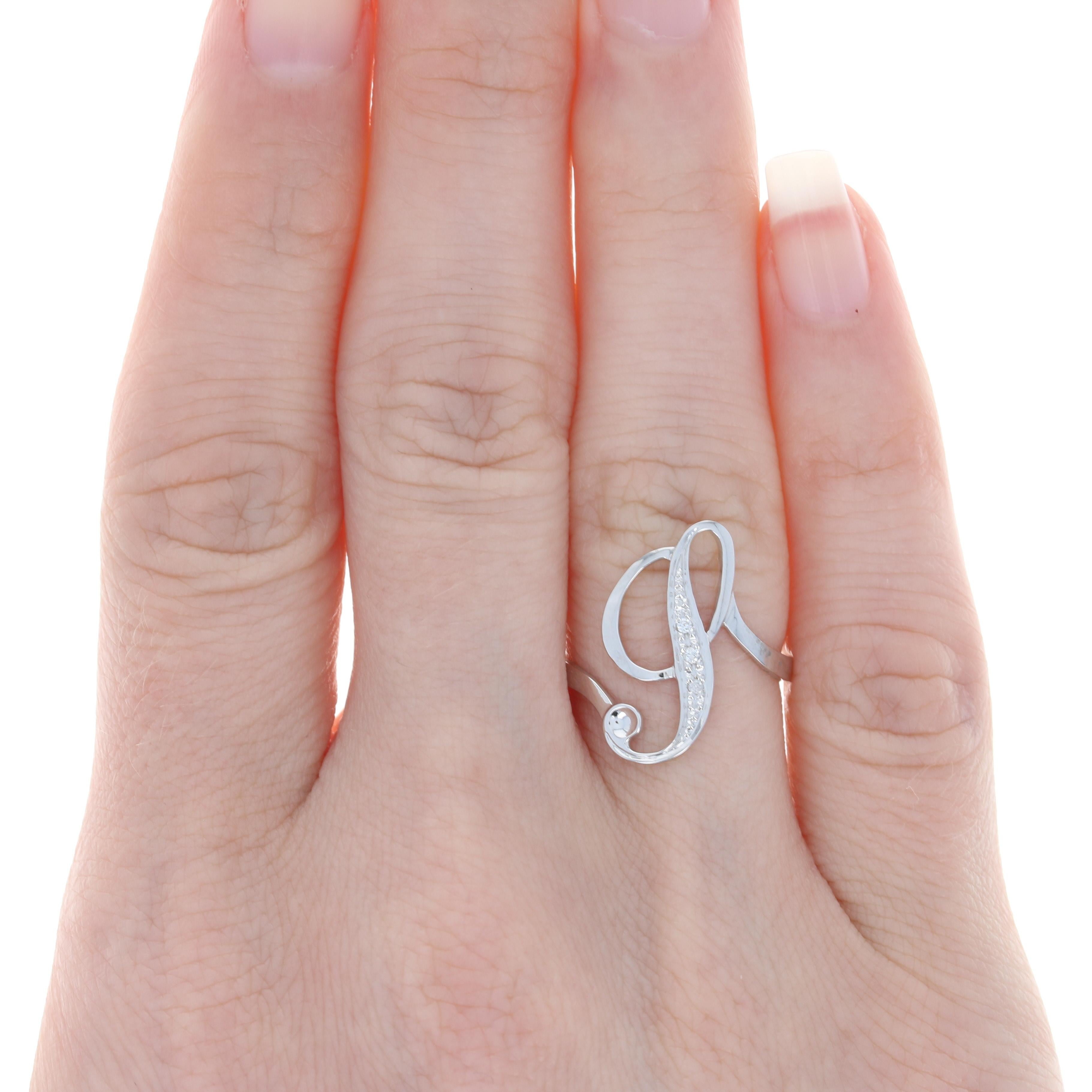 New Initial L Signet Ring, 14k White Gold Women's 3