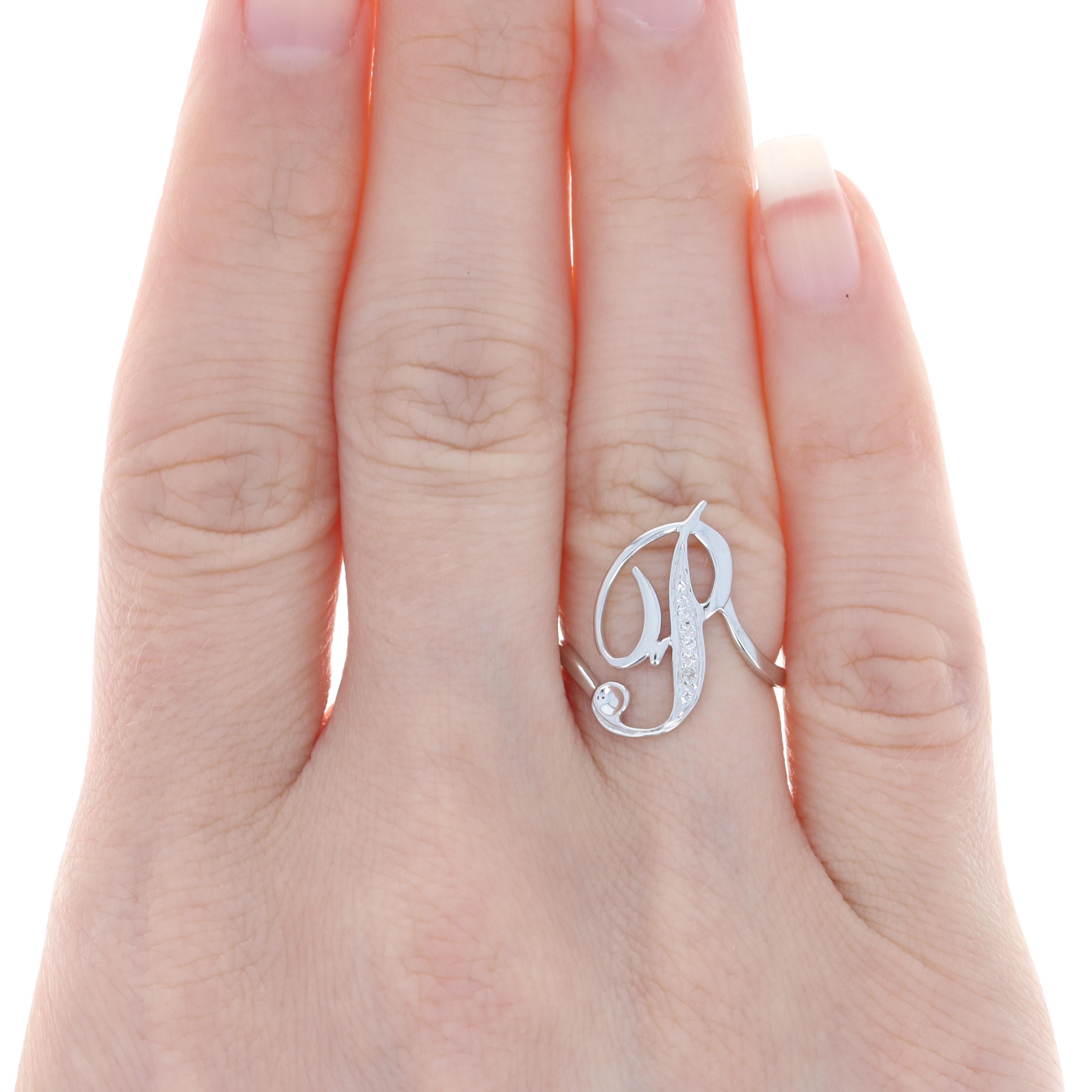 New Initial P Signet Ring, 18k White Gold Personalized Monogram Letter 3