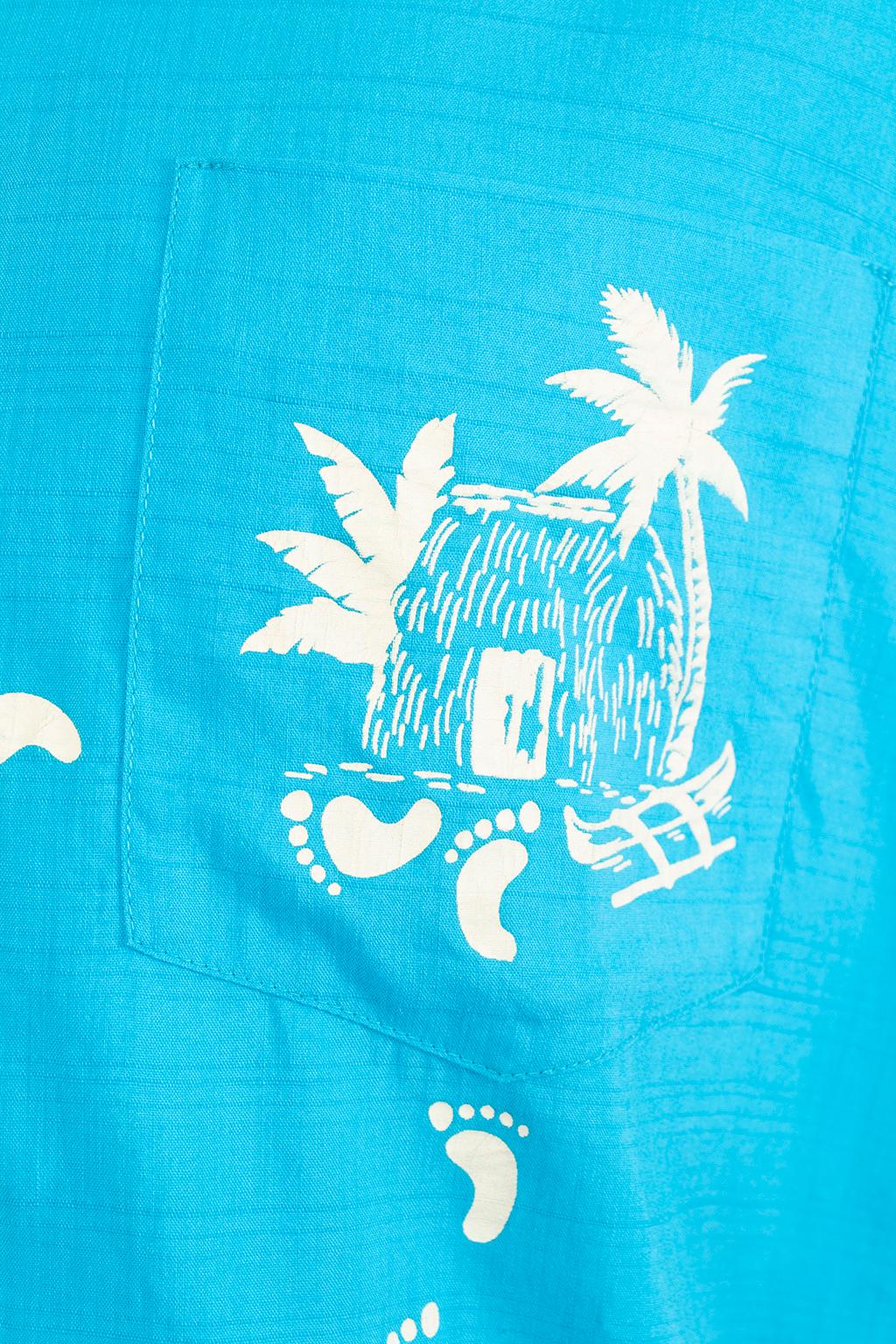 Männer Iolani Sportbekleidung bemalt Türkis Hawaii Footprint Shirt-M, 1950er Jahre im Angebot 3