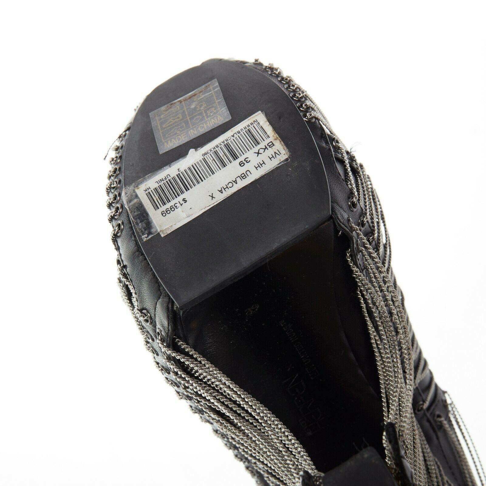 new IRIS VAN HERPEN UNITED NUDE black silver chain platform ankle boot heel EU39 2