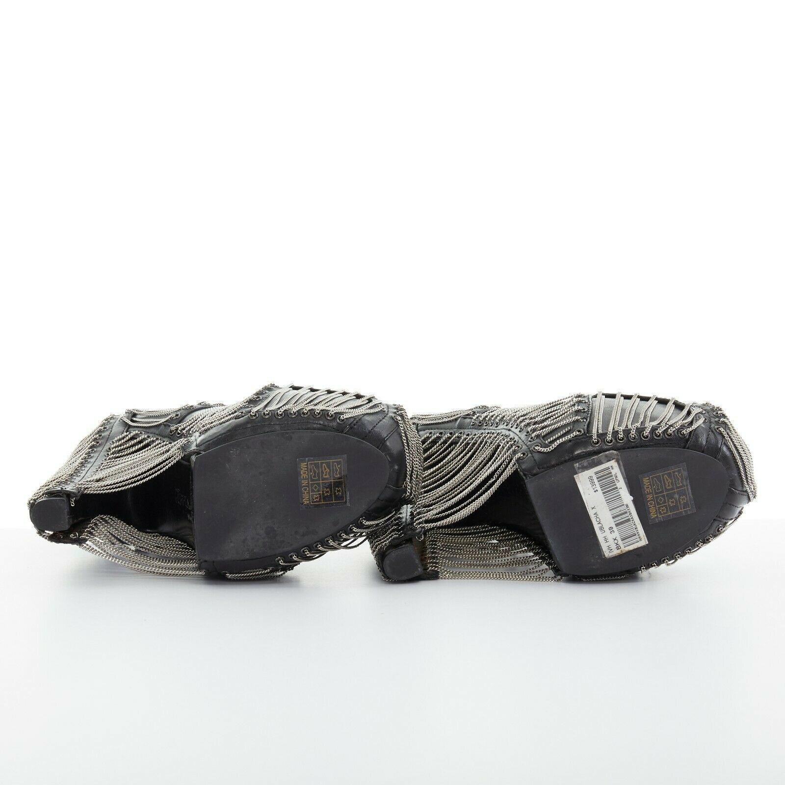 Black new IRIS VAN HERPEN UNITED NUDE black silver chain platform ankle boot heel EU39