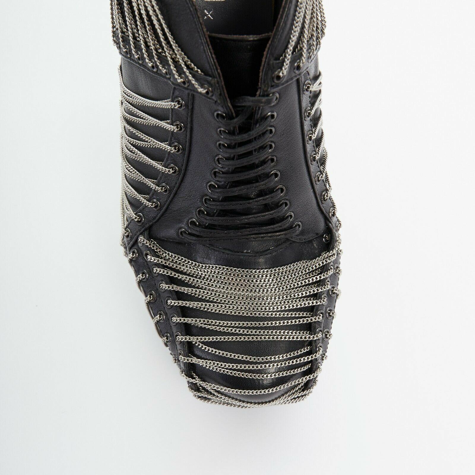 new IRIS VAN HERPEN UNITED NUDE black silver chain platform ankle boot heel EU39 In Good Condition In Hong Kong, NT