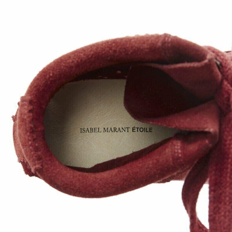 new ISABEL MARANT Bobby Burgundy suede lace up concealed wedge sneaker EU38 3