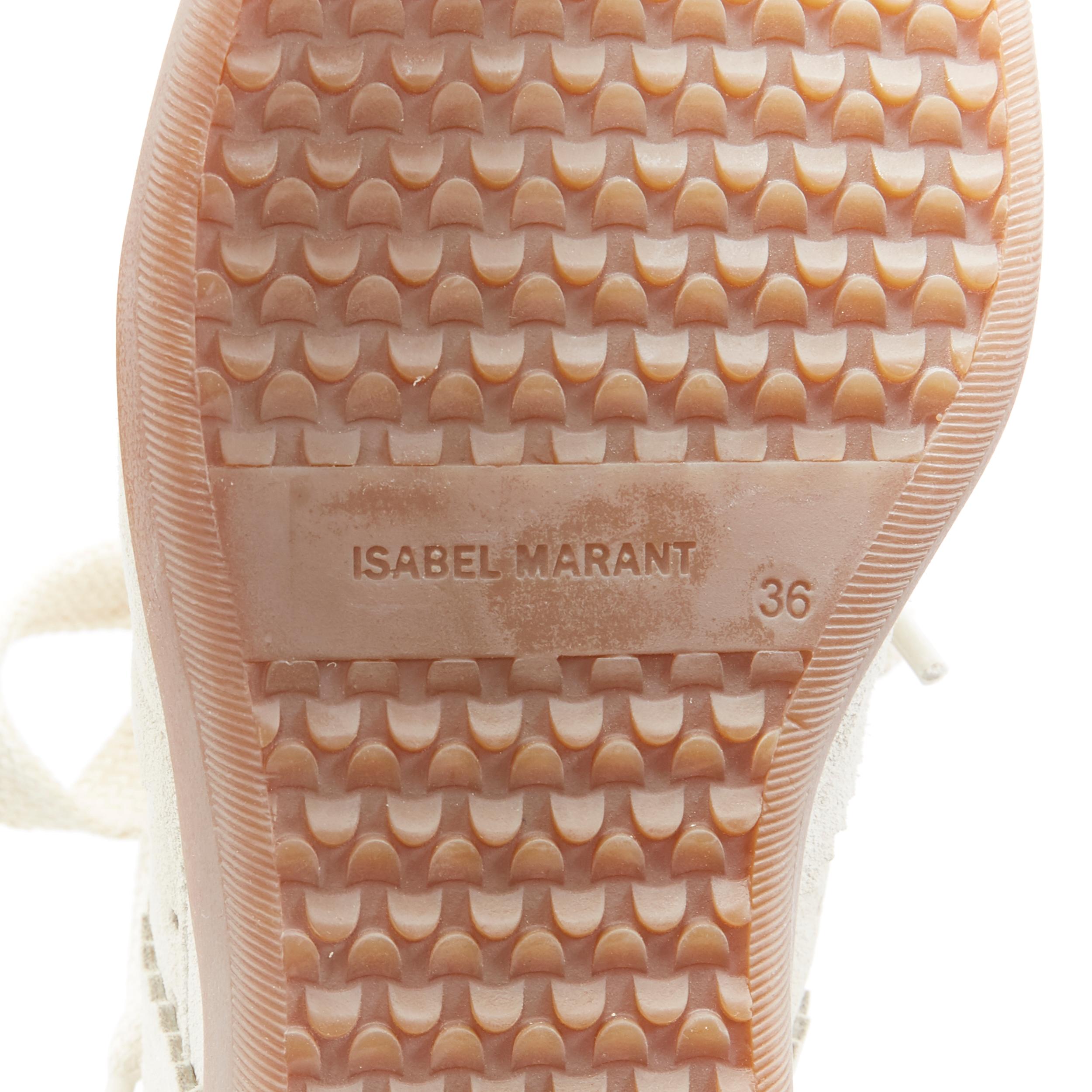 new ISABEL MARANT Bobby Chalk beige suede lace up concealed wedge sneaker EU36 6