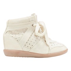 Used new ISABEL MARANT Bobby Chalk beige suede lace up concealed wedge sneaker EU38