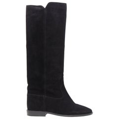new ISABEL MARANT Cleave Black suede concealed wedge knee high pull on boot EU38