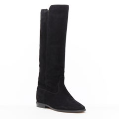 new ISABEL MARANT Cleave Black suede concealed wedge knee high western boot EU38