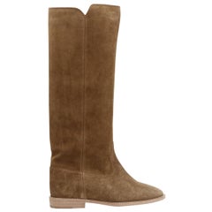 new ISABEL MARANT Cleave Brown suede concealed wedge knee high western boot EU38