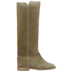 Used new ISABEL MARANT Cleave Taupe suede concealed wedge knee high western boot EU37