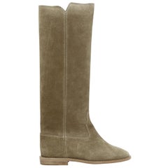 new ISABEL MARANT Cleave Taupe suede concealed wedge knee high western boot EU37