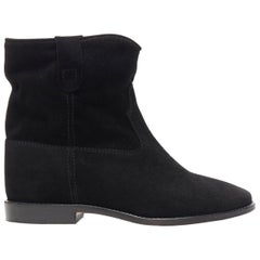 new ISABEL MARANT Crisi Black calf suede concealed wedge western boots EU38.5