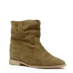 new ISABEL MARANT Crisi Brown suede concealed wedge western boots EU40 US10