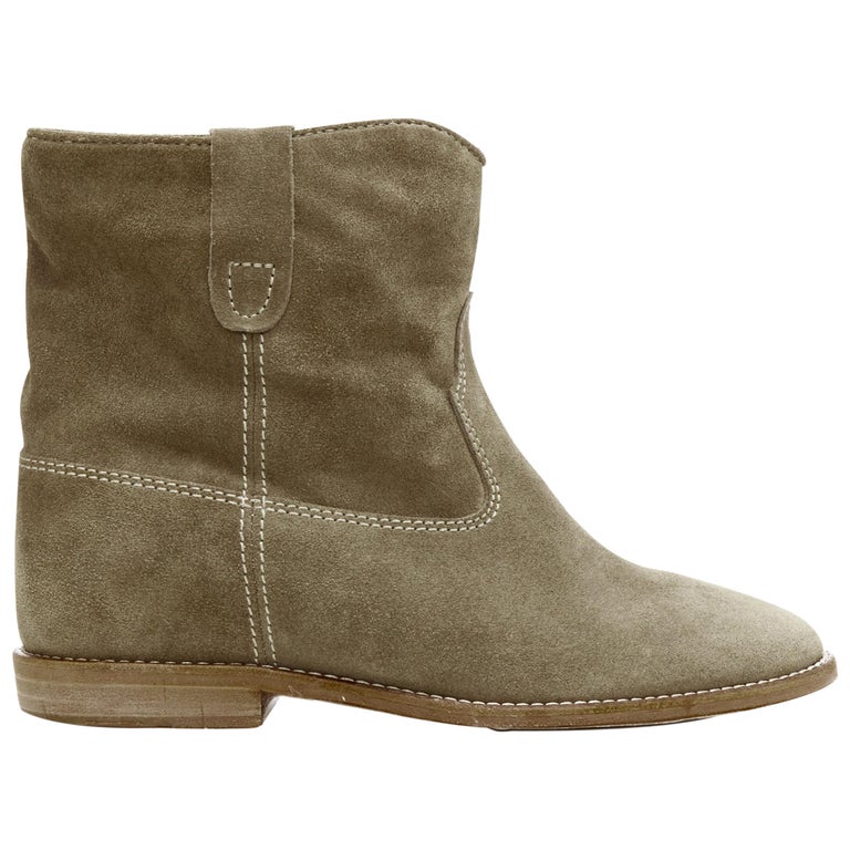 new ISABEL MARANT Taupe calf suede concealed wedge western boots EU39 at 1stDibs marant crisi boots taupe