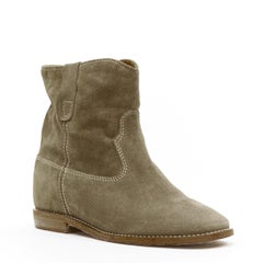 nuevo ISABEL MARANT Crisi Taupe Oliva ante cuña oculta botas western EU39