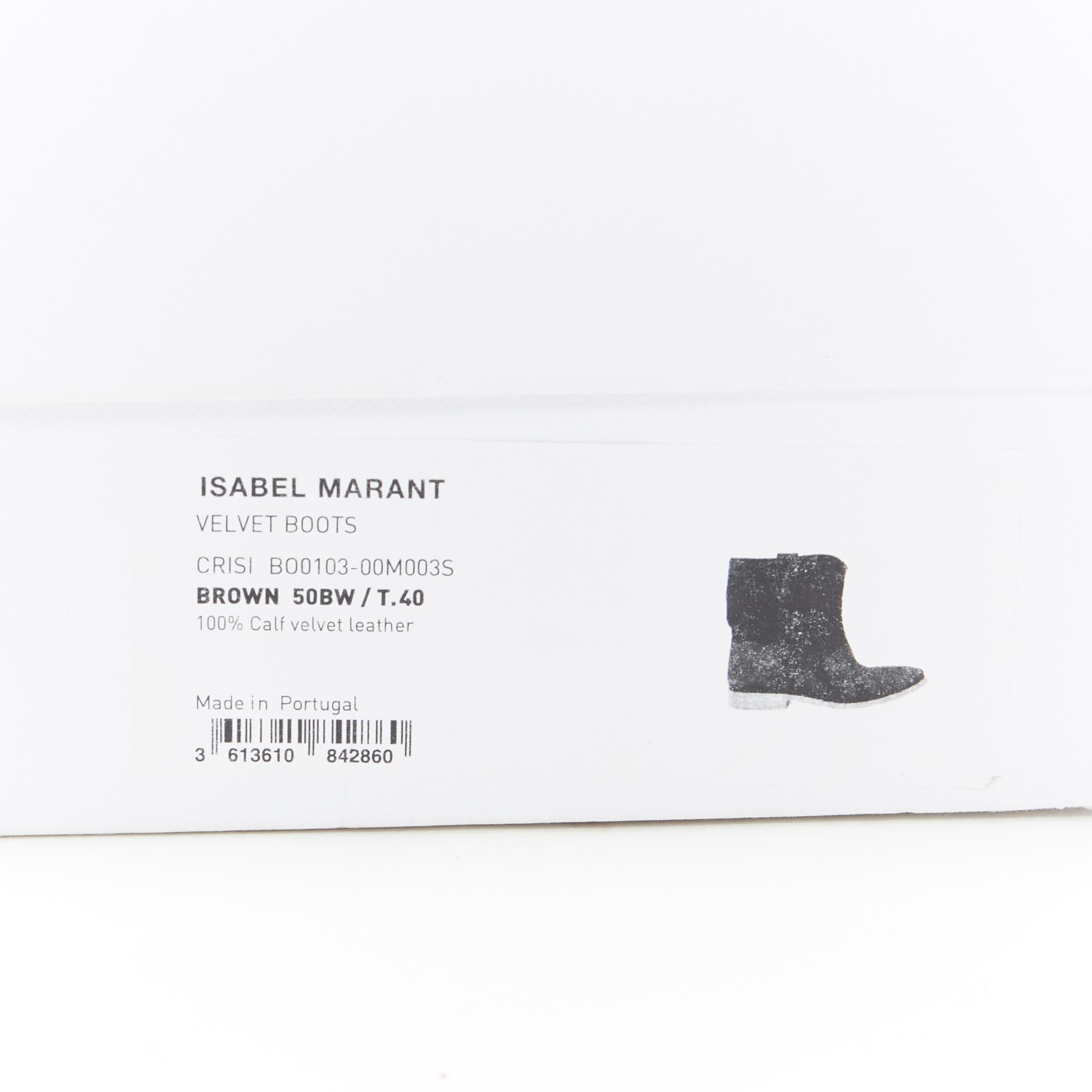 new ISABEL MARANT Crisi Taupe Olive suede concealed wedge western boots EU40 7
