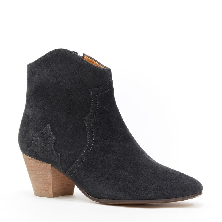 new ISABEL MARANT Dicker Faded Black suede leather western ankle boots  EU39.5 at 1stDibs