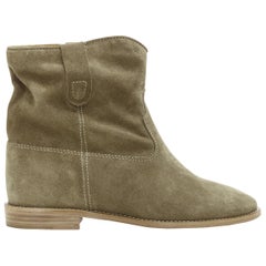 new ISABEL MARANT ETOILE Crisi taupe calf velvet suede pull on ankle boot EU38