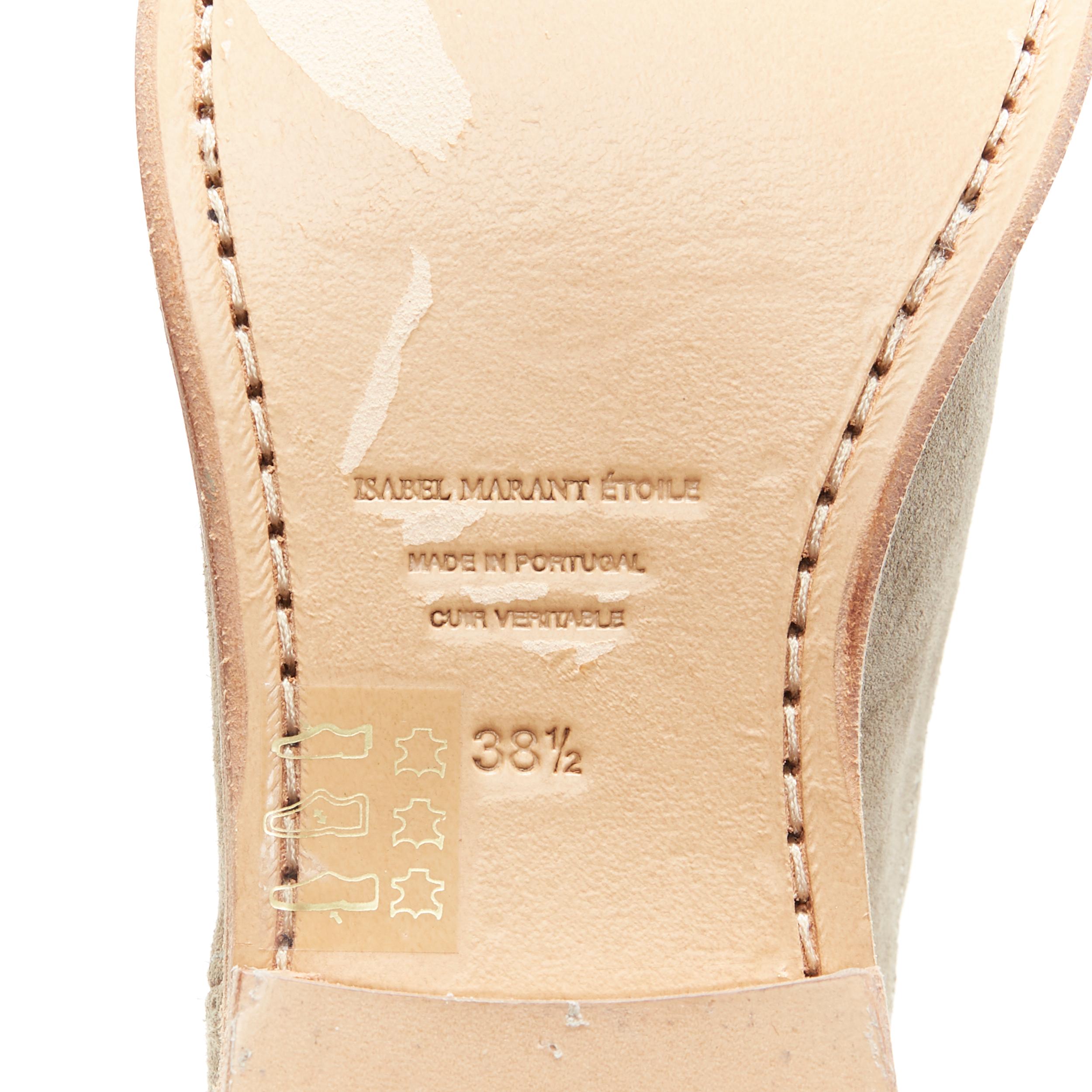 nuovo ISABEL MARANT ETOILE Crisi taupe vitello velluto camoscio tirare su stivaletto EU38.5 7