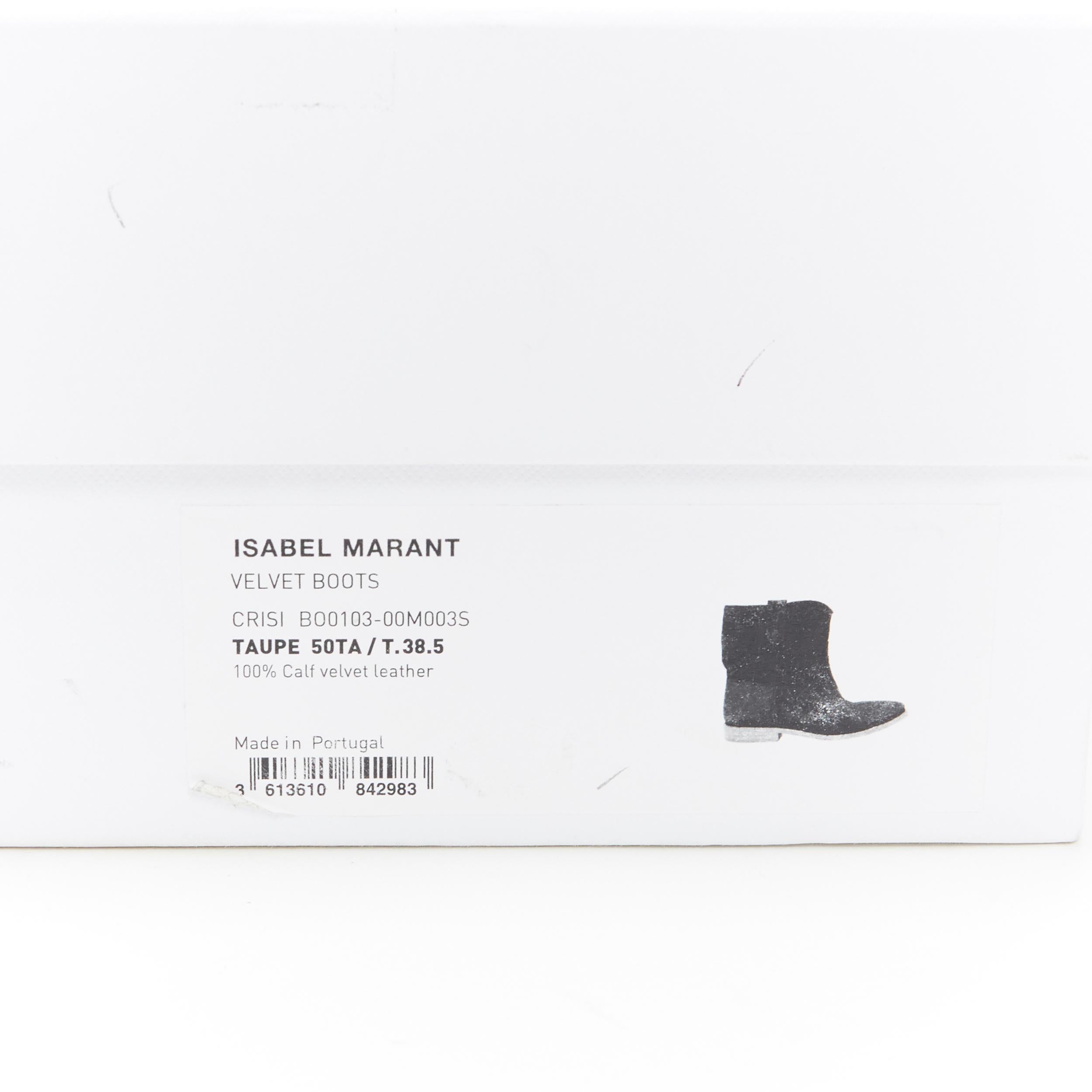 nuovo ISABEL MARANT ETOILE Crisi taupe vitello velluto camoscio tirare su stivaletto EU38.5 8