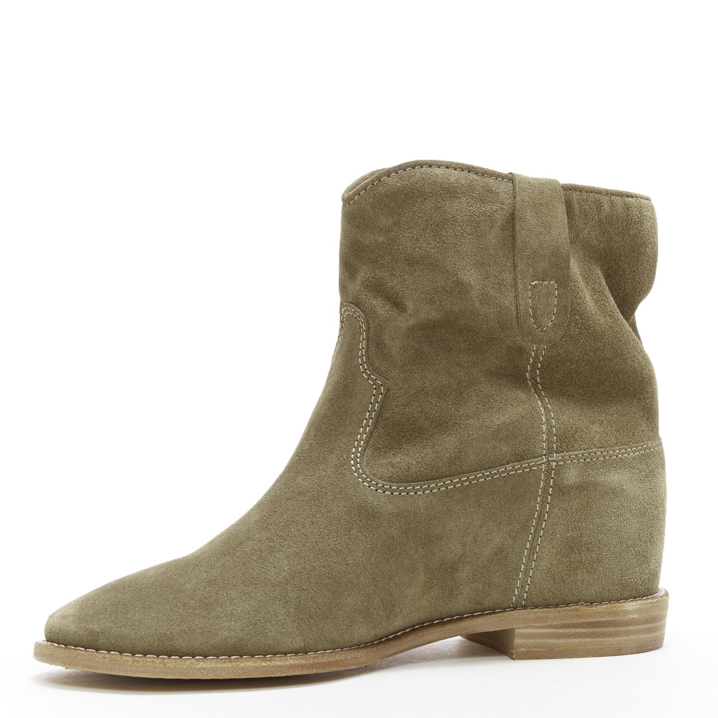Donna nuovo ISABEL MARANT ETOILE Crisi taupe vitello velluto camoscio tirare su stivaletto EU38.5