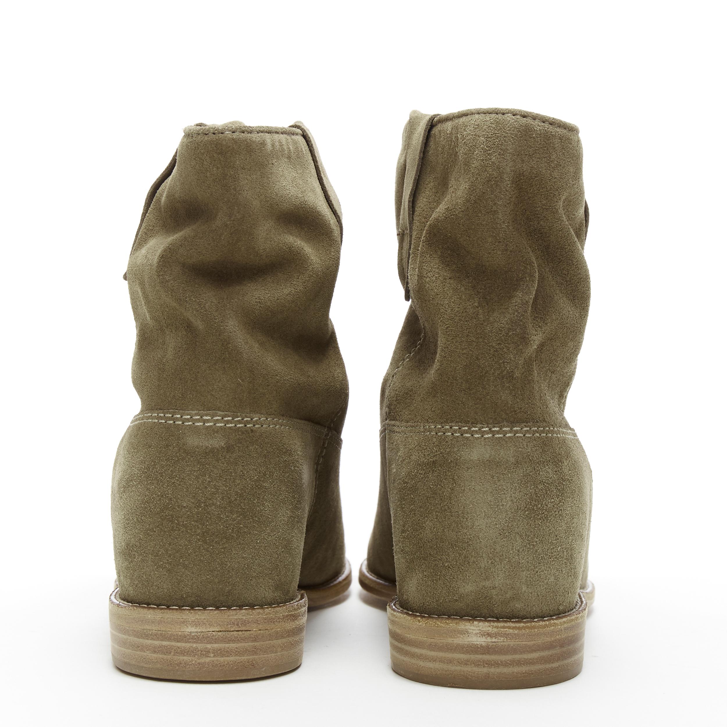nuovo ISABEL MARANT ETOILE Crisi taupe vitello velluto camoscio tirare su stivaletto EU38.5 1