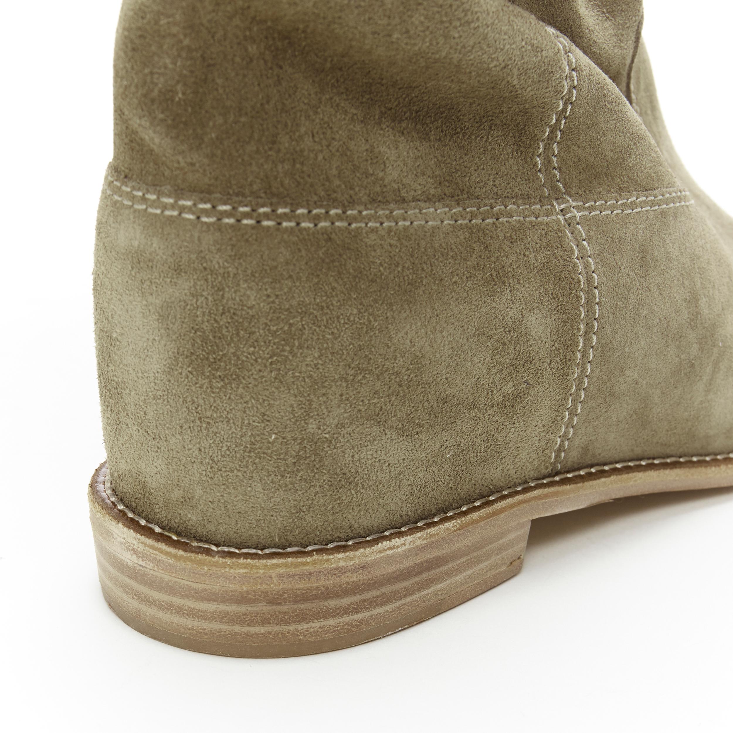 nuovo ISABEL MARANT ETOILE Crisi taupe vitello velluto camoscio tirare su stivaletto EU38.5 4
