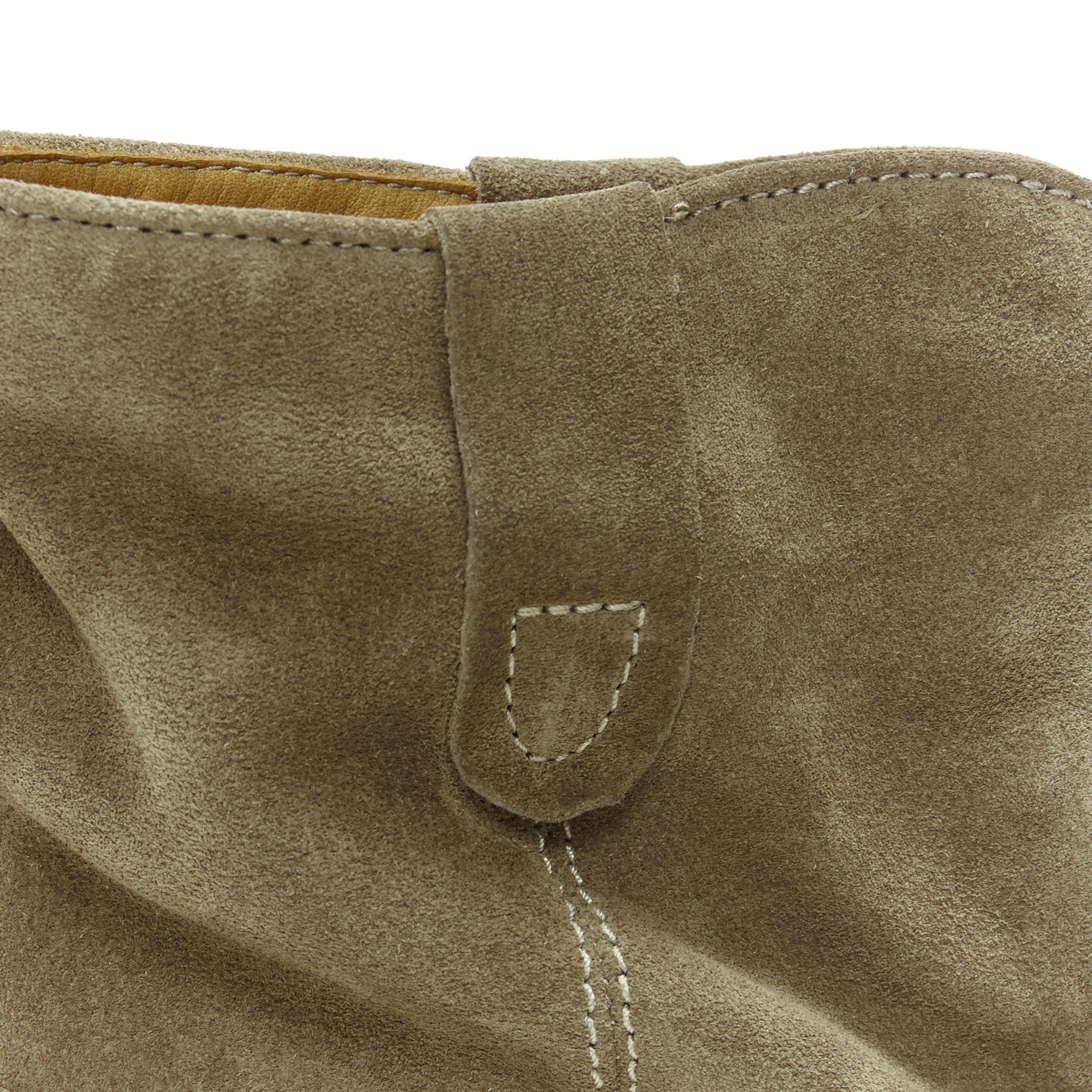 nuovo ISABEL MARANT ETOILE Crisi taupe vitello velluto camoscio tirare su stivaletto EU38.5 5
