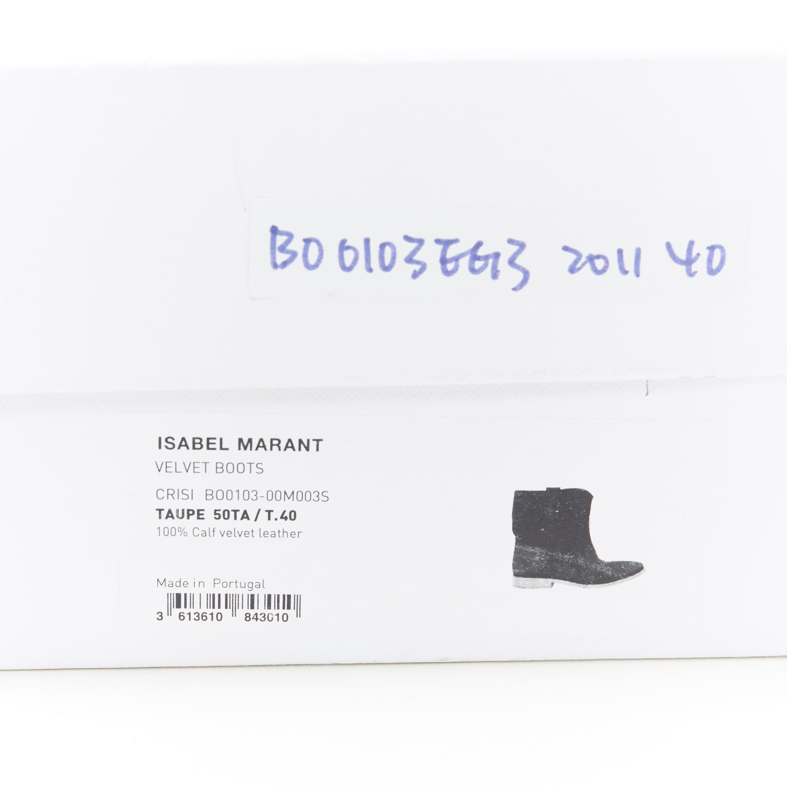 new ISABEL MARANT ETOILE Crisi taupe calf velvet suede pull on ankle boot EU40 7