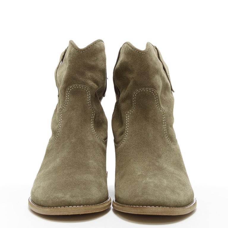 nedbryder Klan rygte new ISABEL MARANT ETOILE Crisi taupe calf velvet suede pull on ankle boot  EU40 at 1stDibs