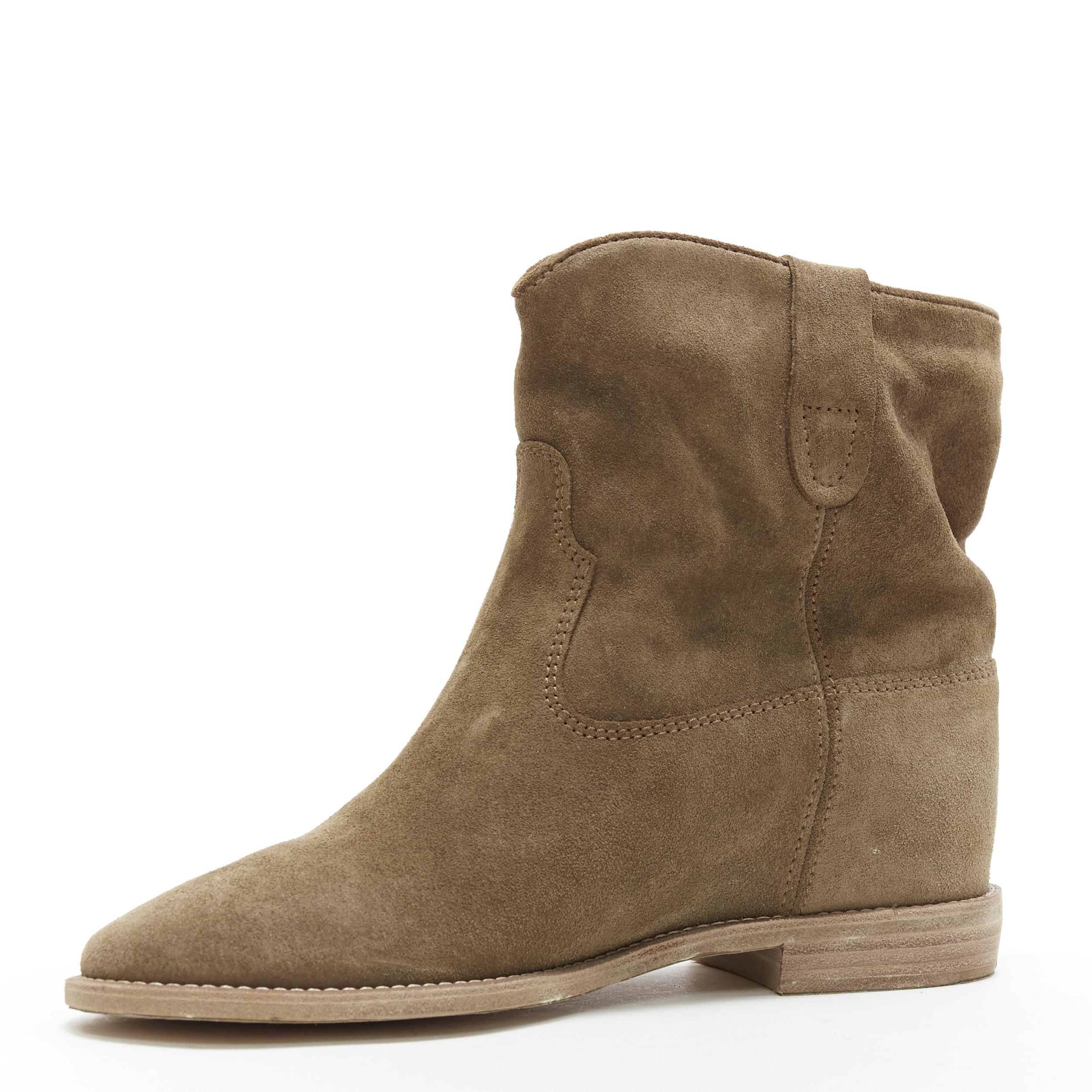 Women's new ISABEL MARANT ETOILE Crisi taupe calf velvet suede pull on ankle boot EU40