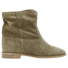 Neu ISABEL MARANT ETOILE Crisi taupefarbener Knöchelstiefel aus Kalbsleder und Samtsanzug auf Stiefeletten EU40