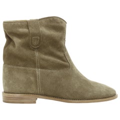 new ISABEL MARANT ETOILE Crisi taupe calf velvet suede pull on ankle boot EU40