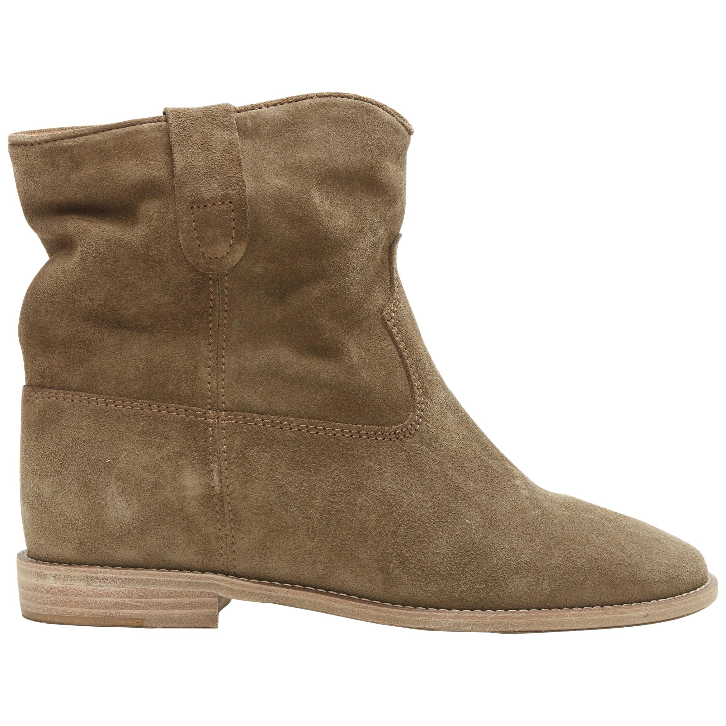 new ISABEL MARANT ETOILE Crisi taupe calf velvet suede pull on ankle boot EU40