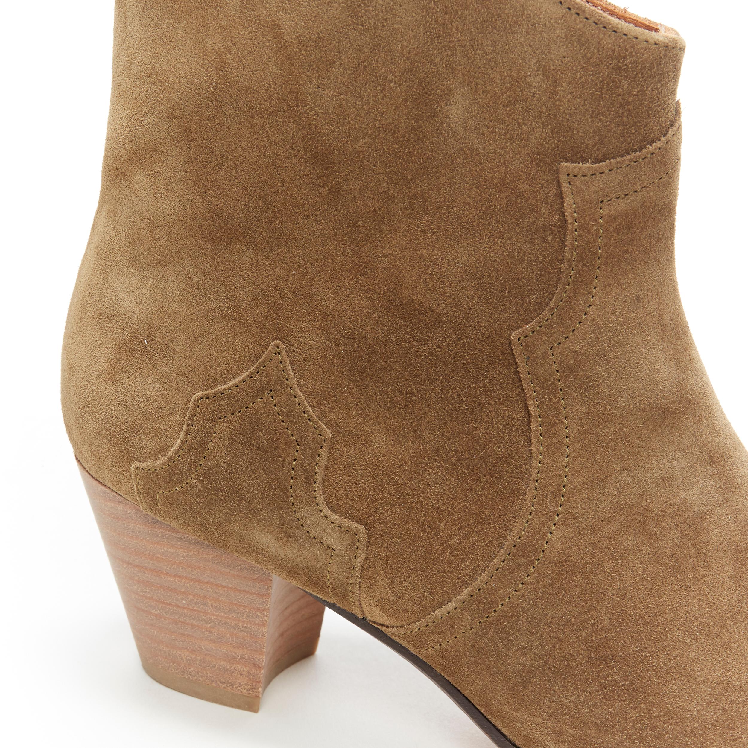 new ISABEL MARANT ETOILE Dicker taupe calf velvet suede pull on ankle boot EU40 4