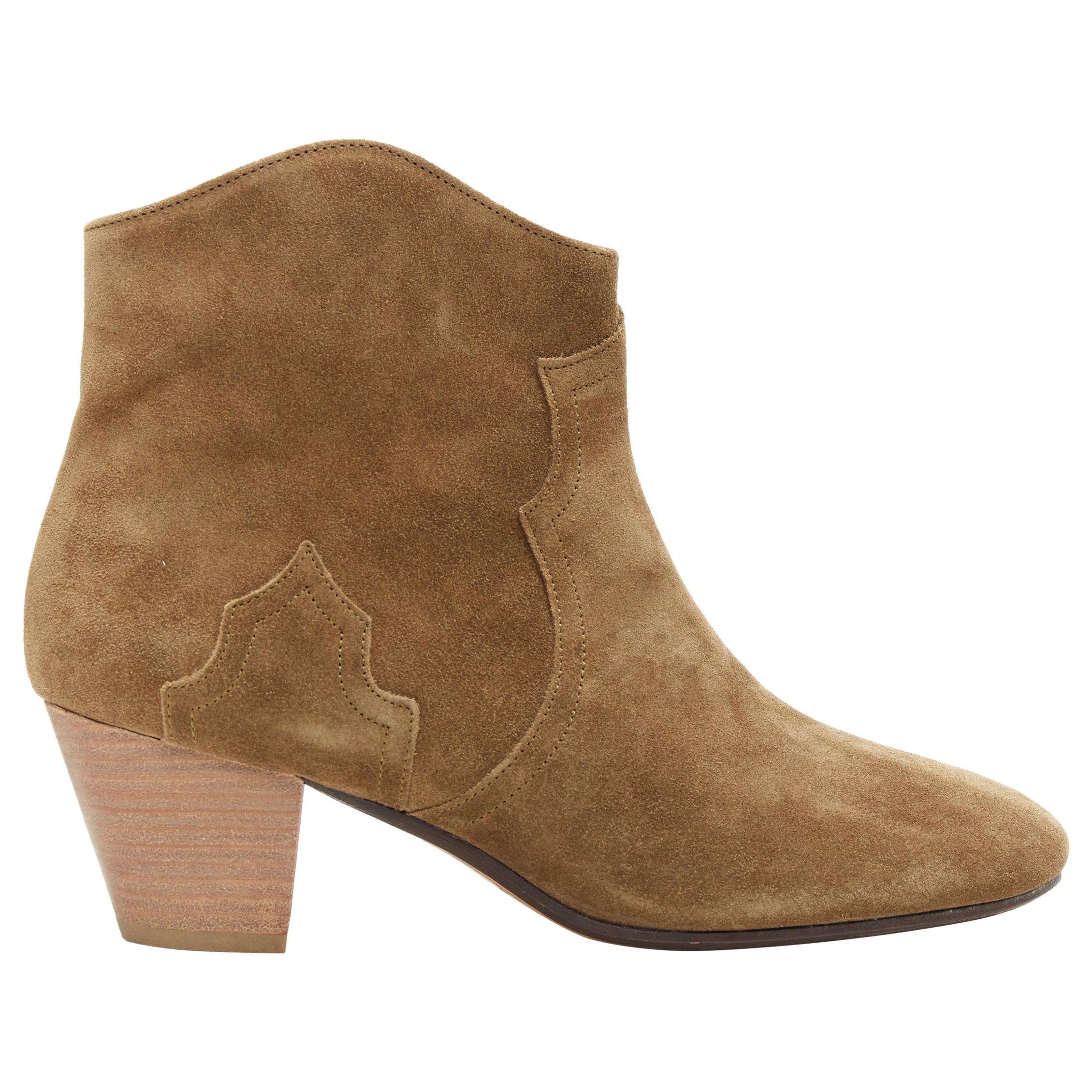 new ISABEL MARANT ETOILE Dicker taupe calf velvet suede pull on ankle boot EU40