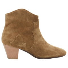 new ISABEL MARANT ETOILE Dicker taupe calf velvet suede pull on ankle boot EU40