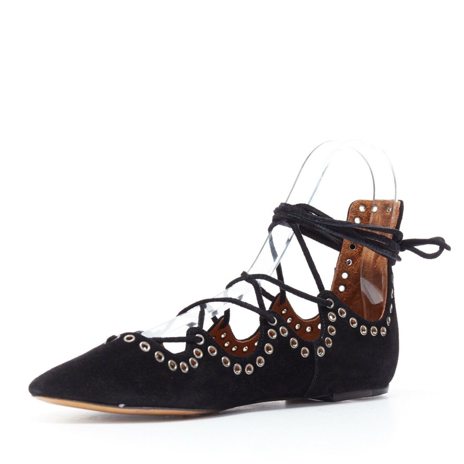 black tie up ballet flats