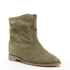 new ISABEL MARANT Signature Crisi Brown suede concealed wedge ankle boots EU40